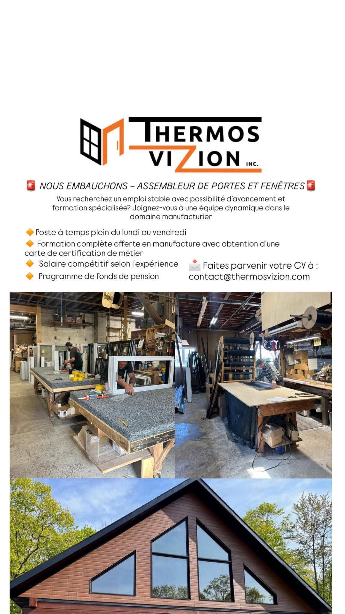 Thermos Vizion inc. — Nous embauchons un assembleur de portes et fenêtres