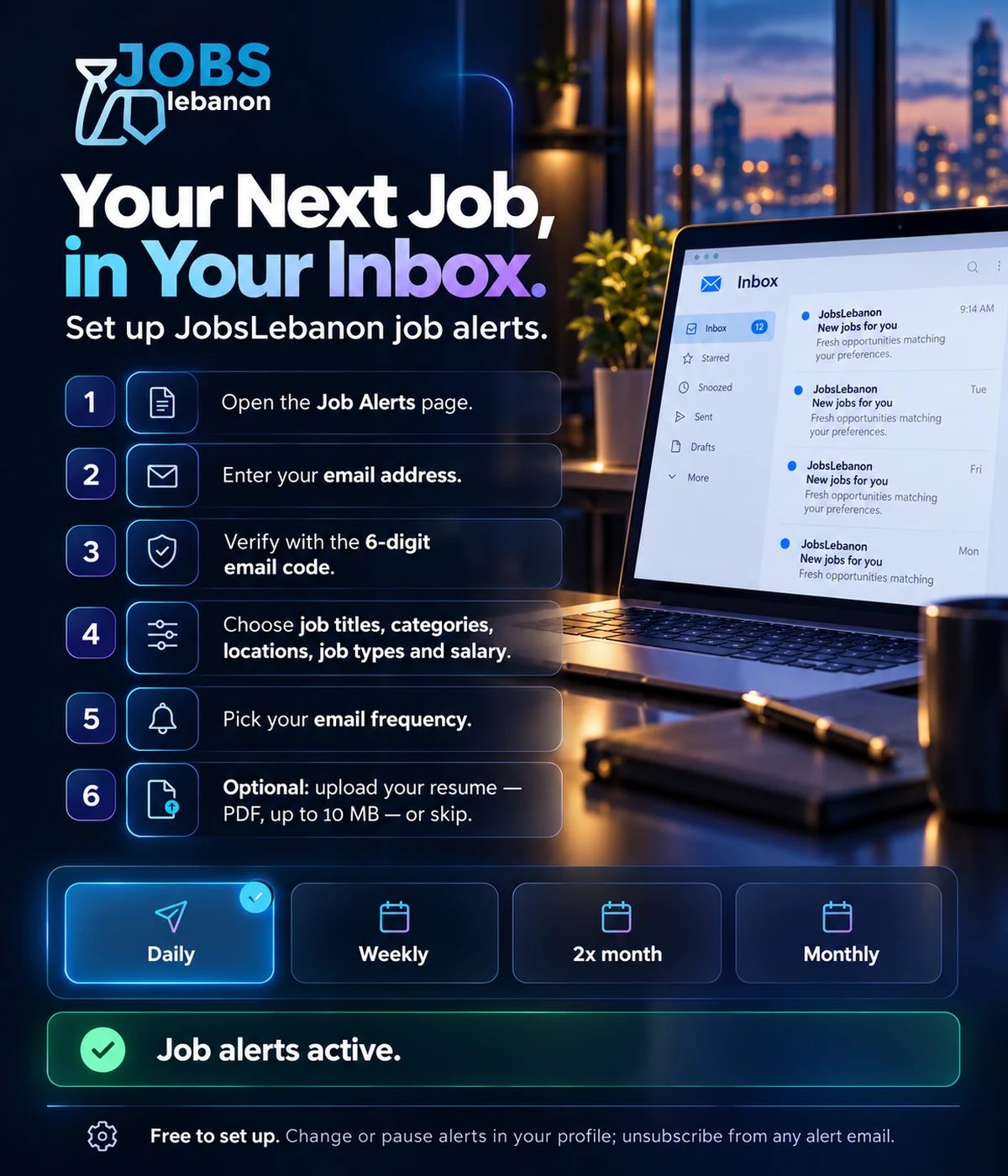 How to set up job alerts on JobsLebanon in 6 steps